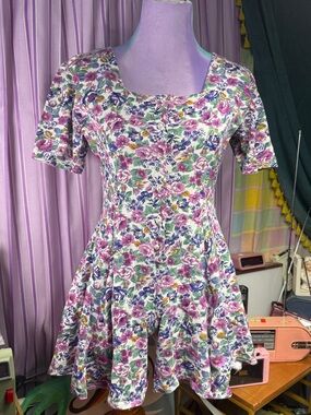 Floral Scoop Neck Fit & Flare Romper - Purple Floral